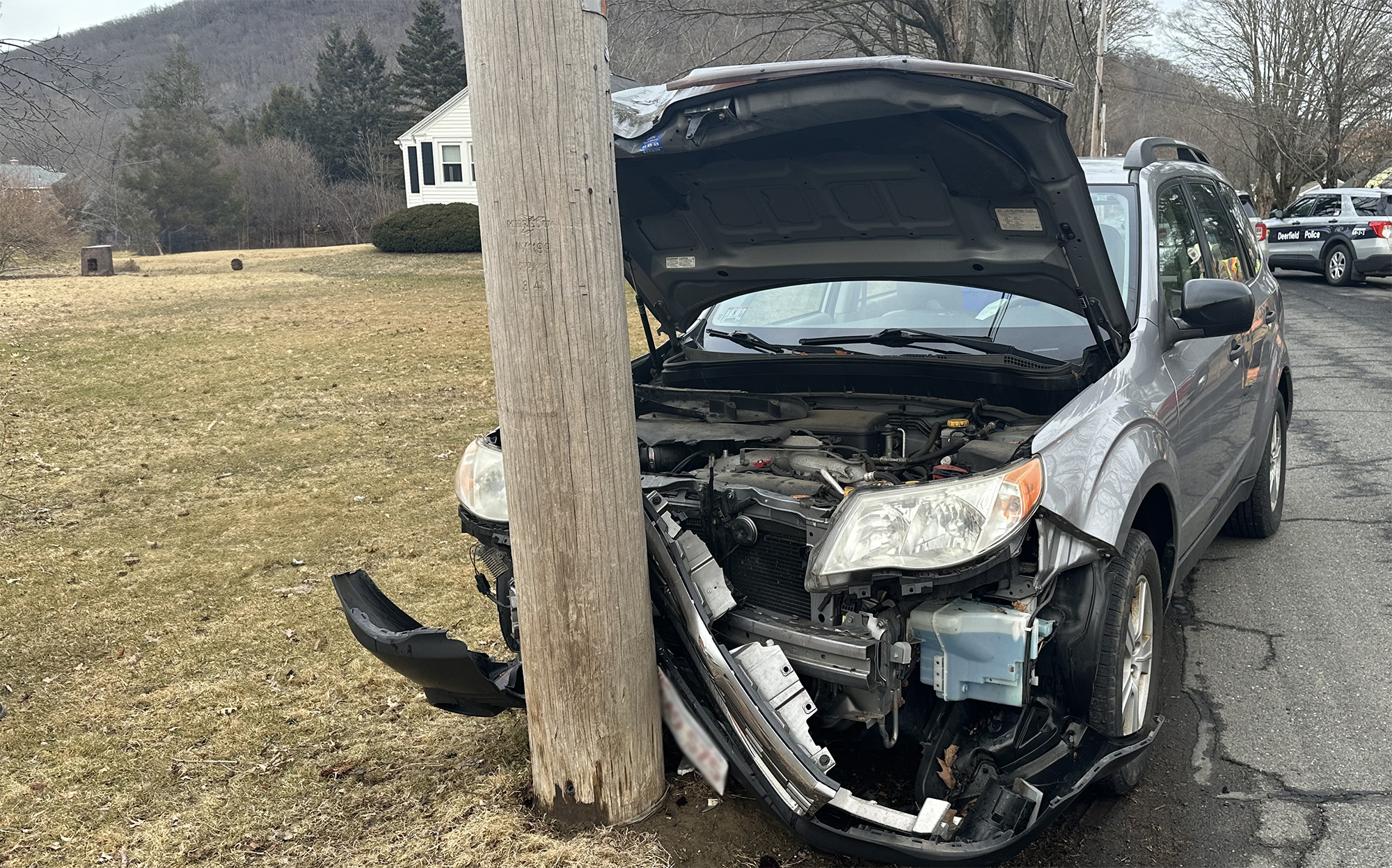 Vehicle Strikes Utility Pole In South Deerfield - Franklin County Now