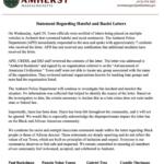 Official Amherst, MA statement about hateful and racist letters, shown with town seal and header information.