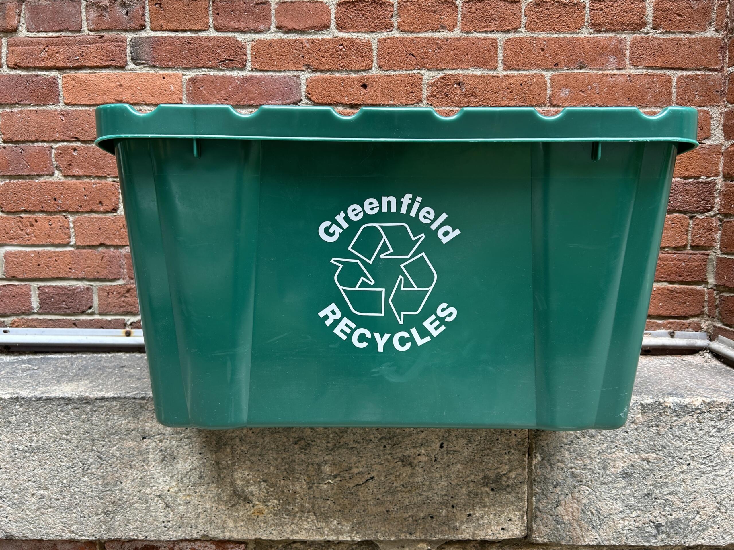 Greenfield collecting unwanted, old recycling bins
